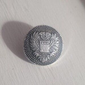 Military Uniform Vintage Silver Garment Button